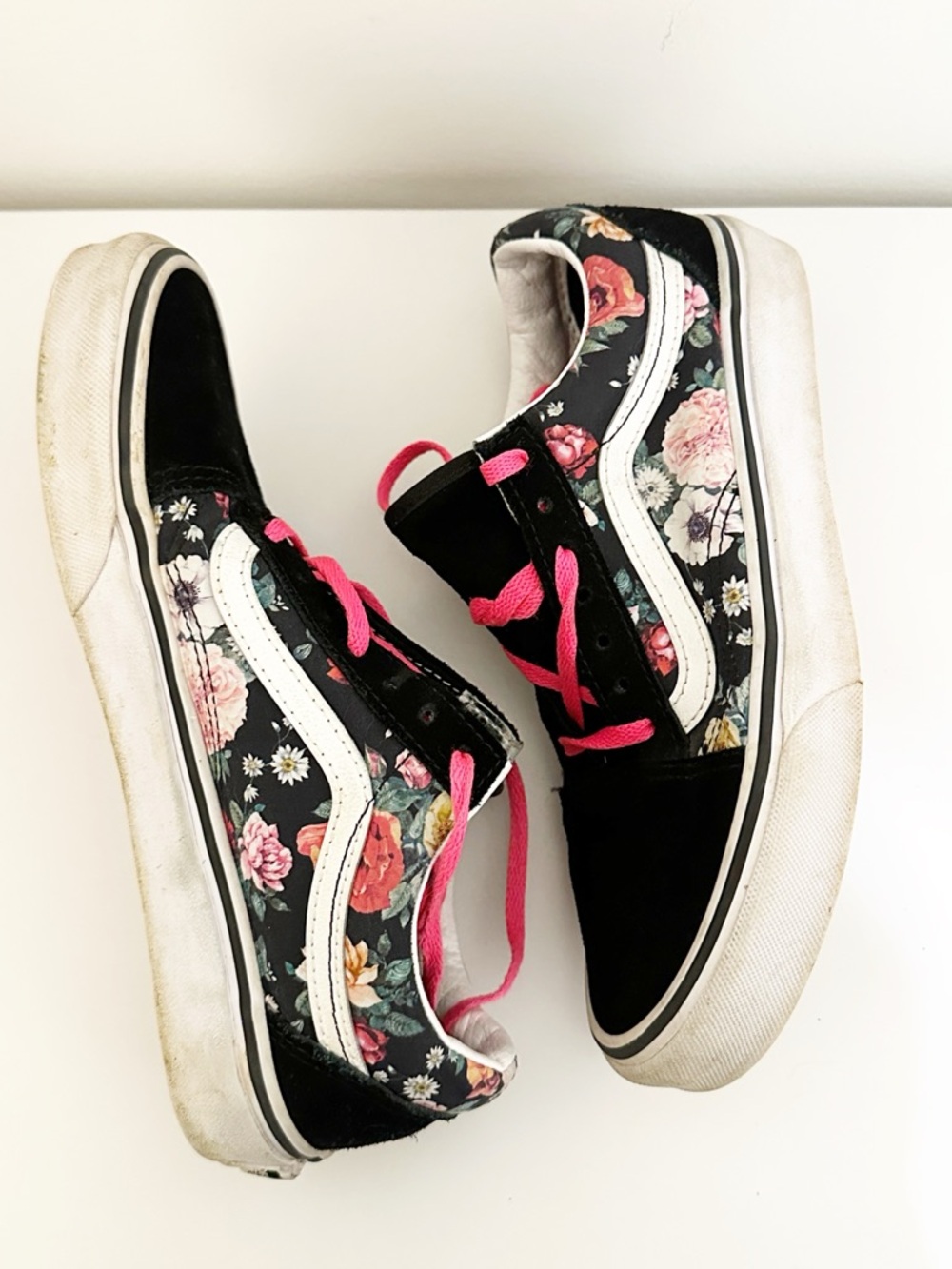 Vans Ward Low Top Canvas Sneakers Black Pink Floral Print Women’s Size 7 - Picture 8 of 8